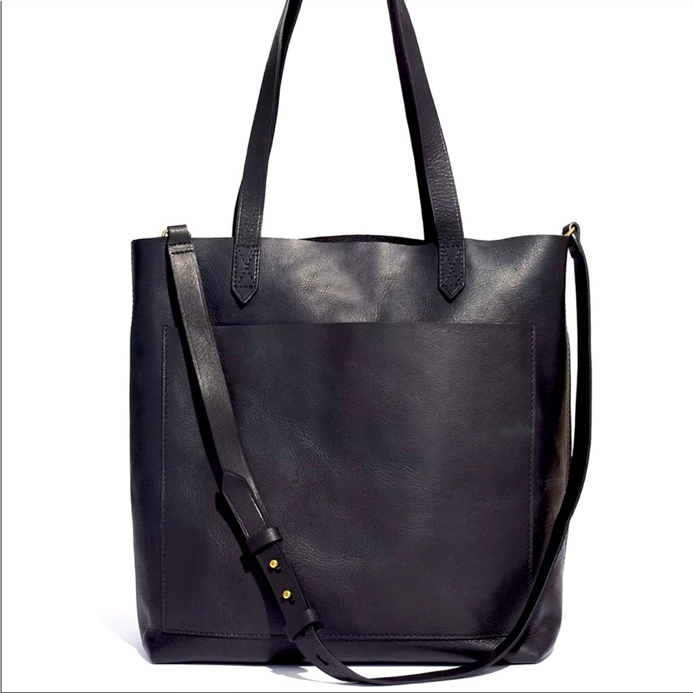 Madewell Black Leather Tote Bag